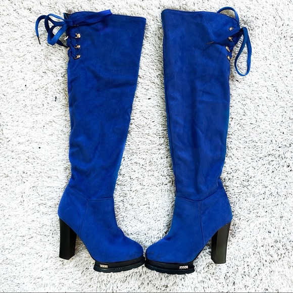 Shoes - Cobalt blue thigh-high boots